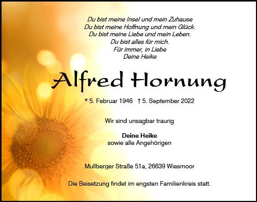 Erinnerungsbild für Alfred Hornung