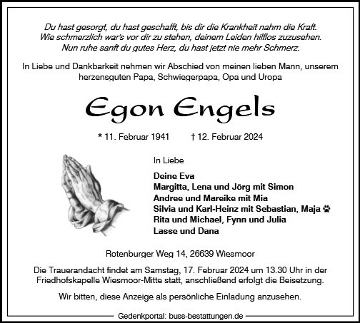 Erinnerungsbild für Egon Engels