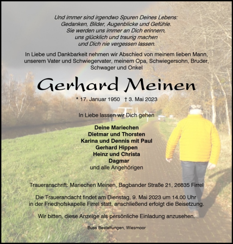Erinnerungsbild für Gerhard Meinen