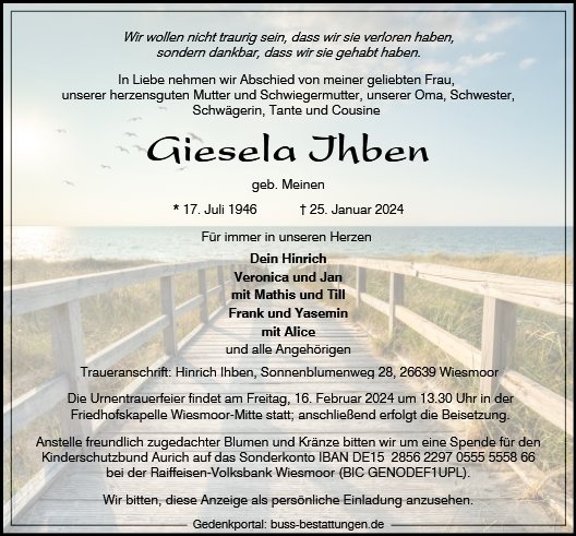 Erinnerungsbild für Giesela Ihben