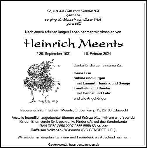 Erinnerungsbild für Heinrich Meents