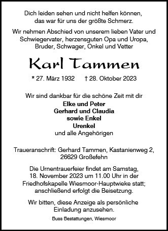 Erinnerungsbild für Karl Tammen